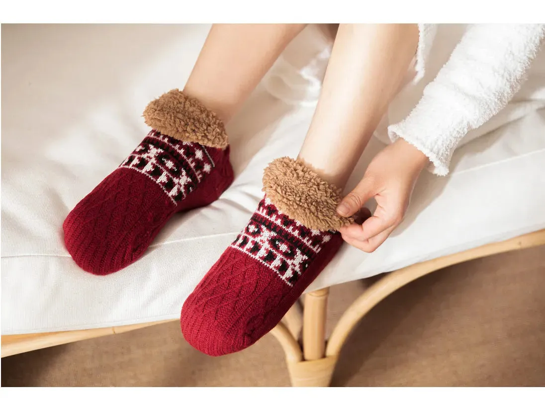 Thermal Mens Fluffy Slipper Socks Winter Warm Women Short Cotton Thickened Home Sleeping Soft Non Slip Grip Fuzzy Floor Socks