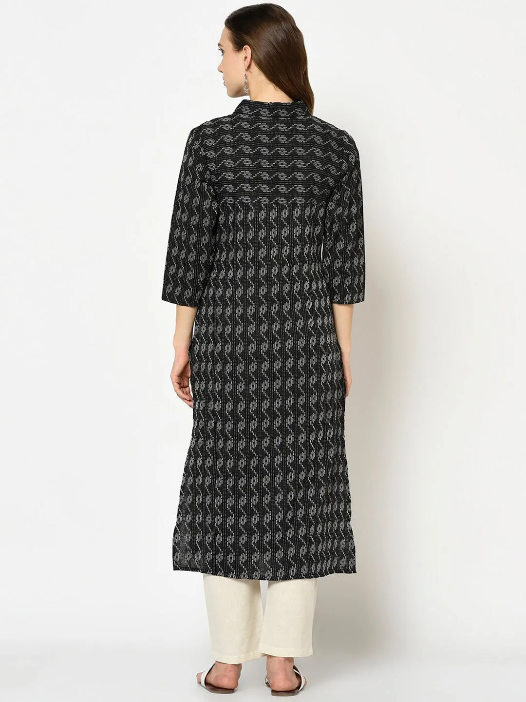 Women Black & Grey A-Line Kurta