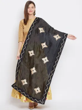 Women Black Gotta Work Silk Dupatta