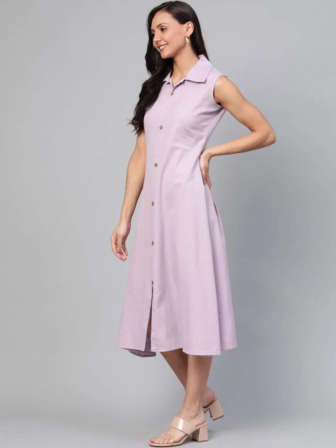 Women Lavender Solid Dress