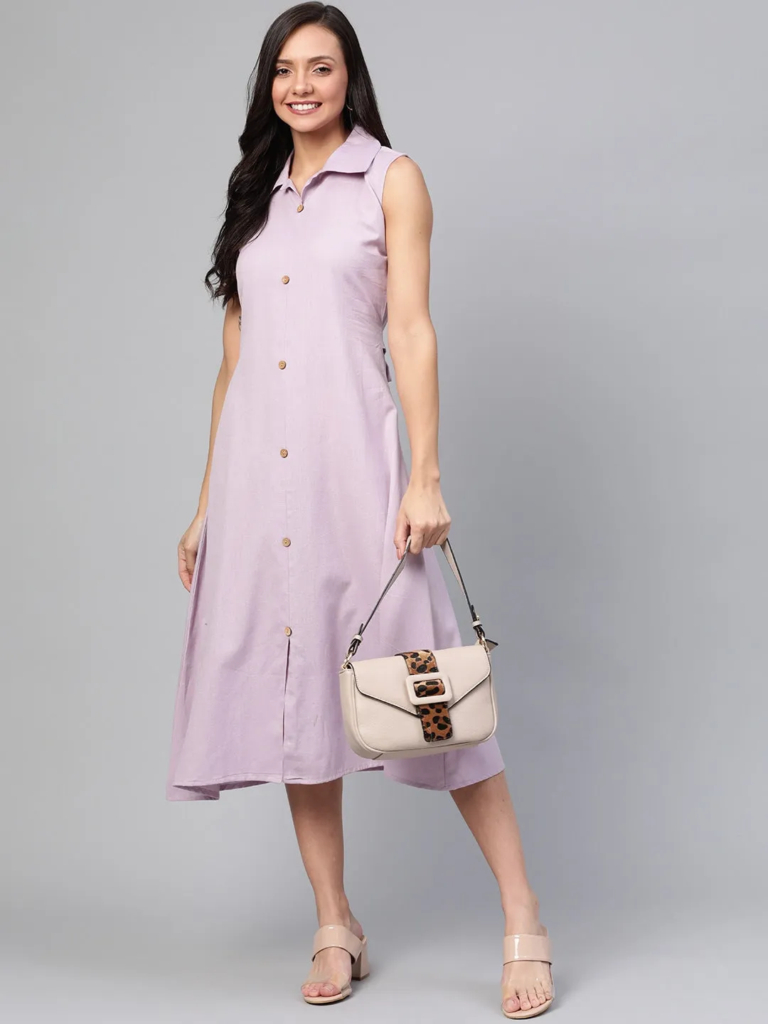 Women Lavender Solid Dress