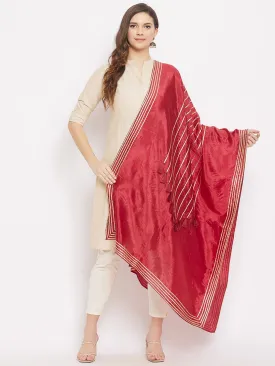 Women Maroon Gotta Patti With Tassels Work Silk Dupatta