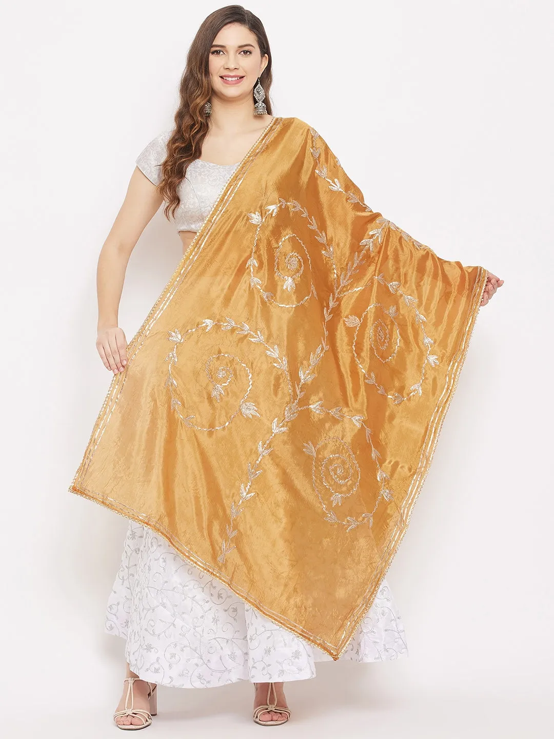 Women Mustard Gotta Patti Silk Dupatta