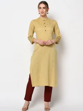 Women Mustard Straight Kurta