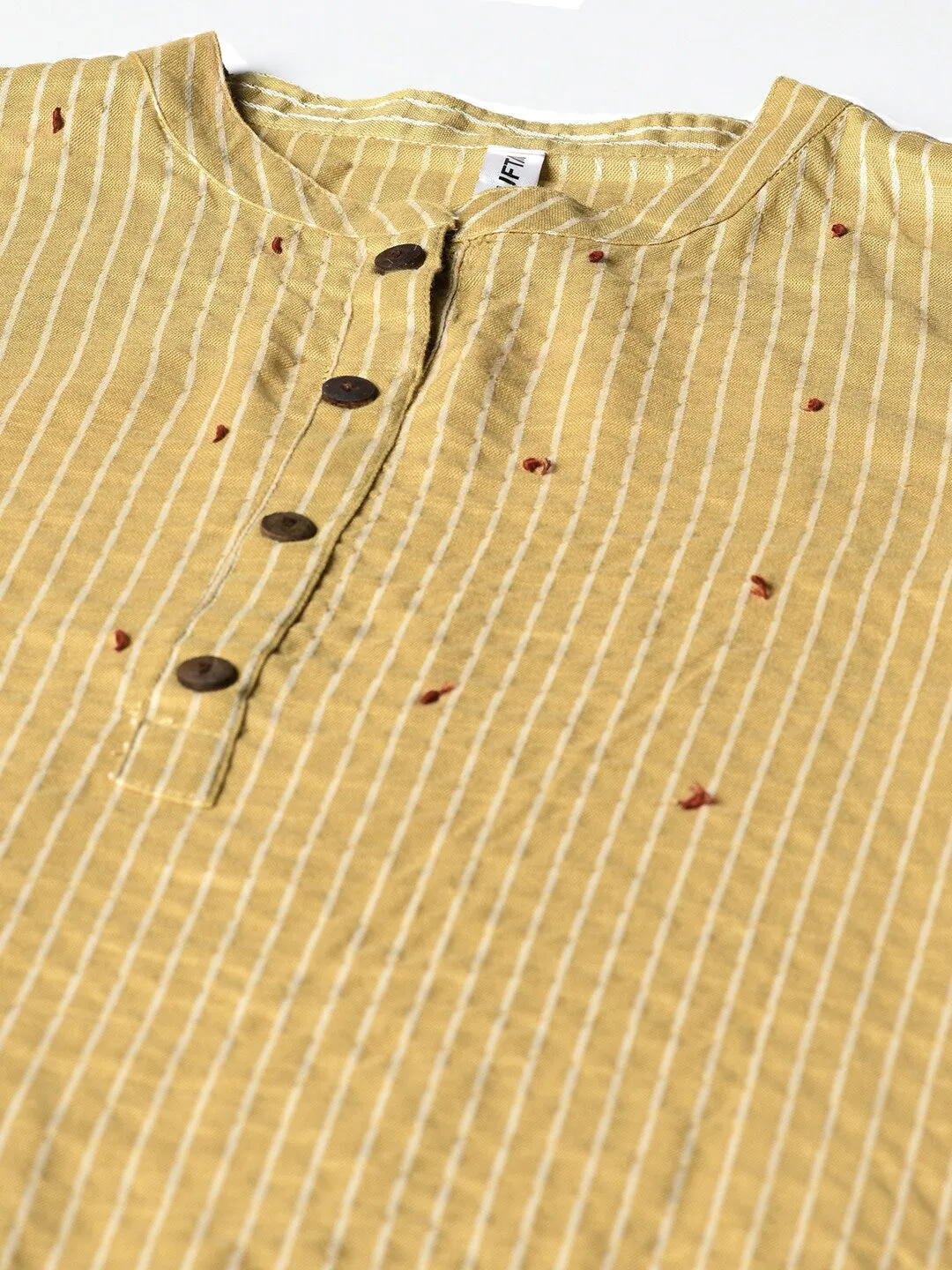 Women Mustard Straight Kurta