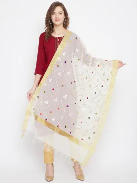 Women Off-White Gotta Patti Tissue Silk Dupatta