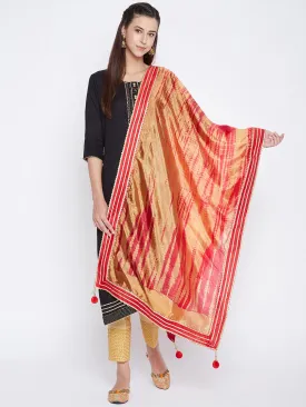 Women Red Tie & Dye Gotta Patti Dupatta