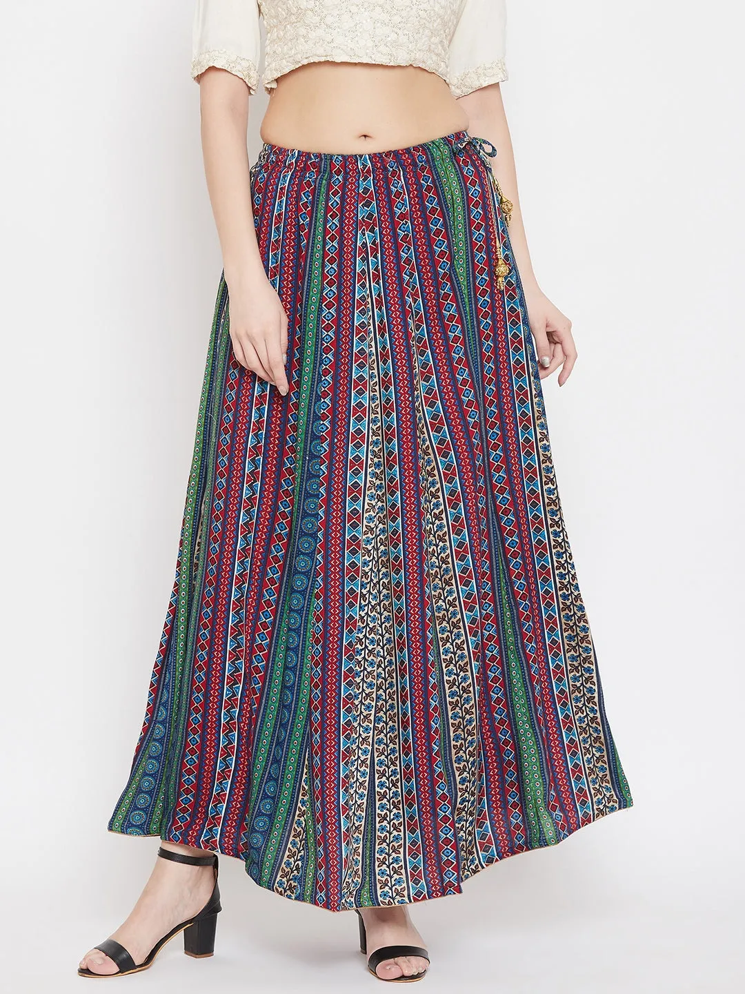 Women'S Multi Flared Printed Maxi Skirt