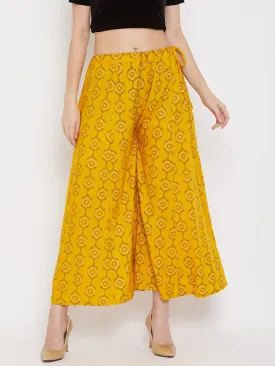 Women'S Mustard Flared Printed Sharara