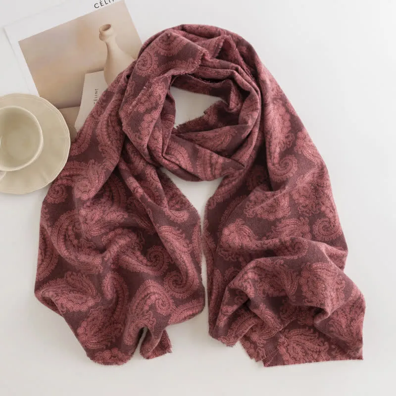 Women's Paisley Fall Winter Short Tasseled Scarf