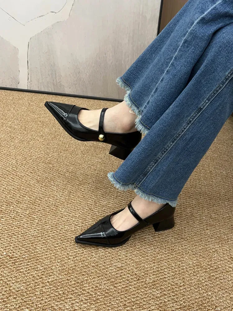 Women's Shoes New Design Chunky Heel Gentle Style Vintage Style Minimalist Style Triple Black Commuter shoes Free shipping